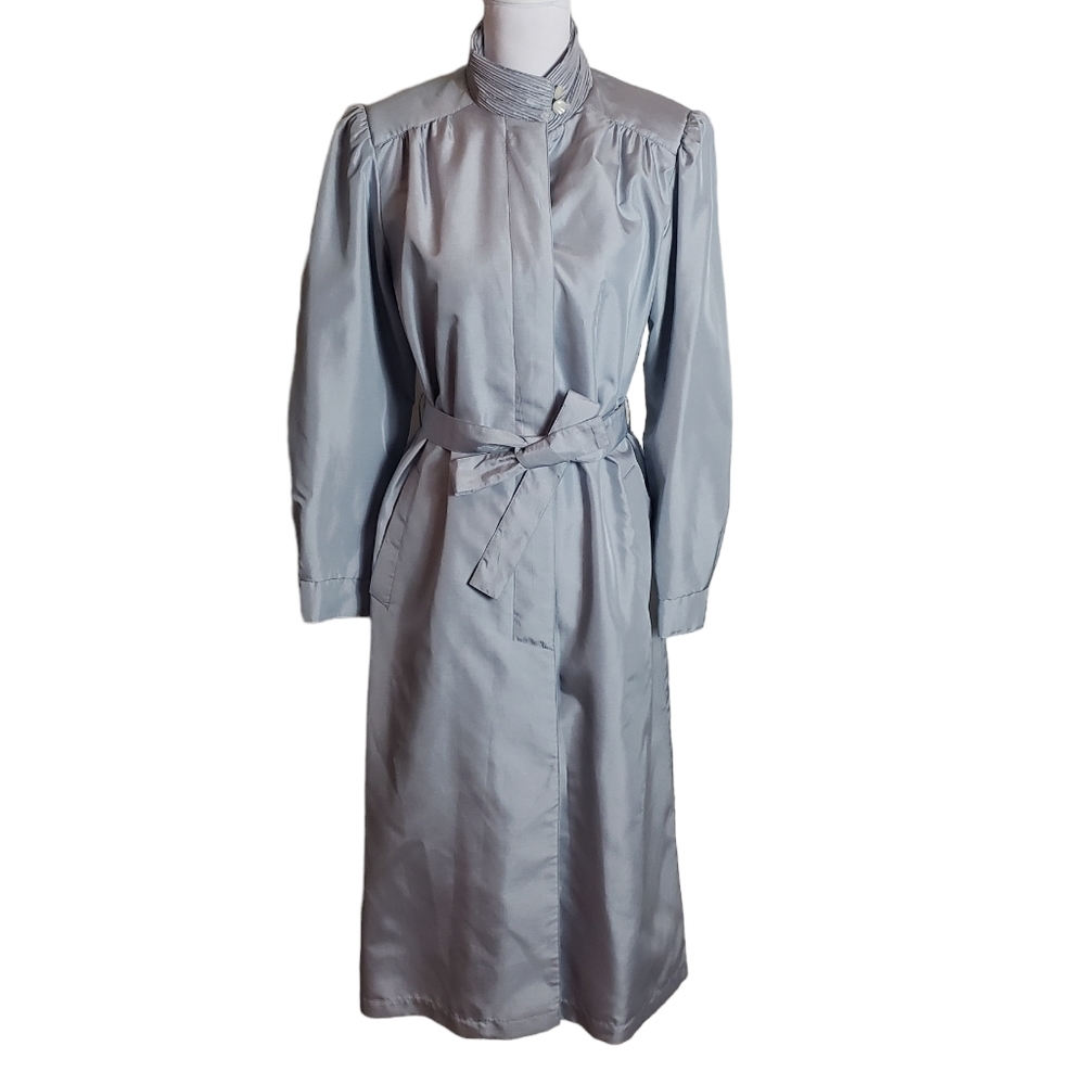 Vintage Forecaster Gray Longline Jacket Sz 9/10 Belted Lightweight Trench Coat